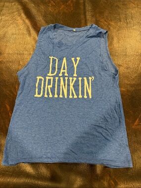 Source Unknown Blue 'DAY DRINKIN'' Muscle Tee